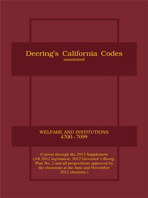cover image of Deering's California Welfare and Institutions Code, Annotated